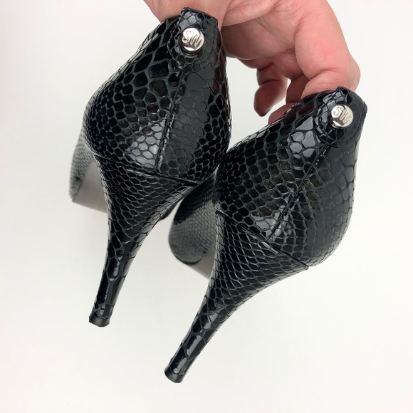 Stuart Weitzman Plainfield Snake-Embossed Peep-Toe Pump - Picture 12 of 16